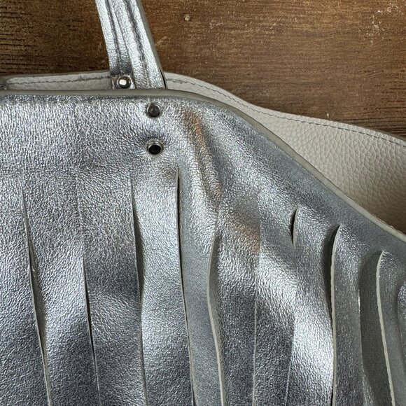 Steve Madden Silver Fringe Tote Bag - Picture 13 of 14